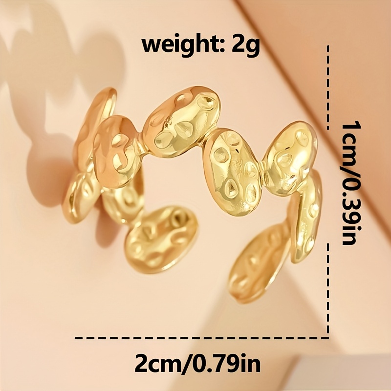 Cute Hammered Oval Stainless Steel Open Ring, Ideal Gift